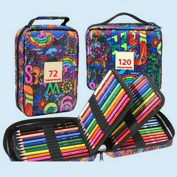 Профессиональный набор карандашей масляного цвета, цветные карандаши для рисования акварелью с сумкой для хранения, цветные карандаши для детей
