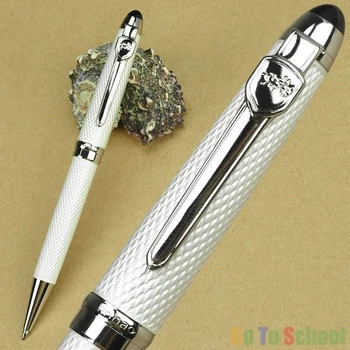 Шариковая ручка Jinhao из высококачественного углеродного волокна белого цвета и металла JR232