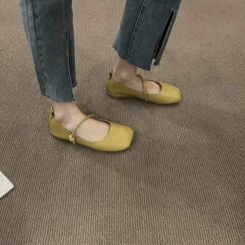 Весенние туфли Mary Jane на плоской подошве с квадратным носком, Женская обувь в стиле ретро с мягкой подошвой, нескользящие тонкие туфли для беременных, Женская обувь Tide 2022