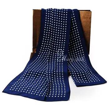 Модный брендовый мужской длинный шарф из 100% шелка, галстук-шарфы в черный горошек для__На весну-осень-зиму