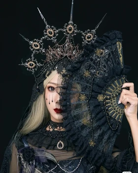 Головной убор в стиле готической Лолиты с Гало-короной, тиара королевы Анны в стиле барокко с шипами, Богиня Солнца, Готическая повязка на голову