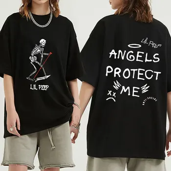 Рэпер Lil Peep, футболка с графическим рисунком Скелета, Мужская Крутая трендовая футболка в стиле Хип-хоп, Летние Мужские футболки Оверсайз Из 100% Хлопка, Уличная Одежда