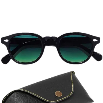 Солнцезащитные очки с круглой черной оправой от Джонни Деппа UV400, очки с градиентными линзами, ретро-винтажные ацетатные очки Occhiali Da Solfi
