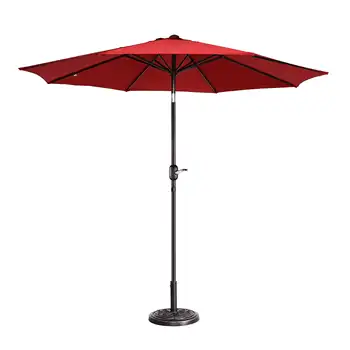 Открытый зонт для патио 9 дюймов с 8 ребрами жесткости, алюминиевым шестом и автоматическим наклоном, устойчивый к выцветанию, красный