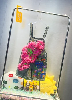 Модный 2023 Новый Летний женский комбинезон с сетчатыми вставками, Блестками, цветами, Свободные широкие брюки, Джинсовый комбинезон с бриллиантами, расшитый бисером, Повседневный