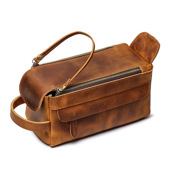 Мужская кожаная сумка для стирки в стиле ретро, первый слой кожи, многофункциональная косметичка для хранения, сумка-клатч, женская сумка, сумки для хранения