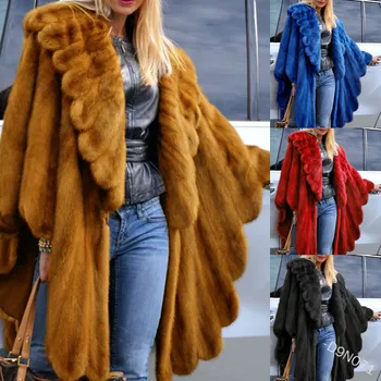 Женское пальто из искусственного меха средней длины, модные однотонные меховые пальто для женщин