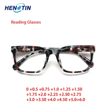 Henotin Модные Очки Для чтения В прямоугольной Оправе с Высококачественными Пружинными Шарнирами Для Мужчин И Женщин HD Reader Dicorative Eyewear 0 ~ 600