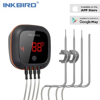 Термометр для измерения температуры пищевых продуктов INKBIRD IBT-4XS, Цифровой вращающийся экран для чтения, приготовление мяса на барбекю, 2/4 датчика с Bluetooth