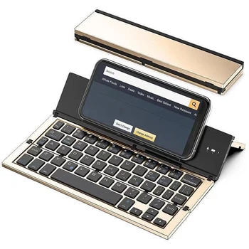 Мини-складная беспроводная клавиатура Bluetooth для планшетов и телефонов iOS, корпус из алюминиевого сплава с прорезью, портативный и легкий