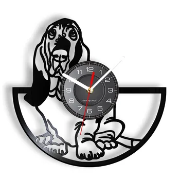 Настенные часы для ухода за собакой Бассет-Хаунд, Виниловые часы, подарок для любителей собак, Часы с виниловой пластинкой ручной работы, Художественный декор, Настенные часы в стиле Ретро с животными