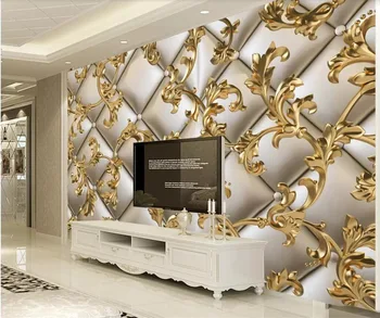 beibehang Пользовательские обои 3D большая фреска мягкая упаковка металл Европейский стиль гостиная ТВ фон обои 3D Papel de parede