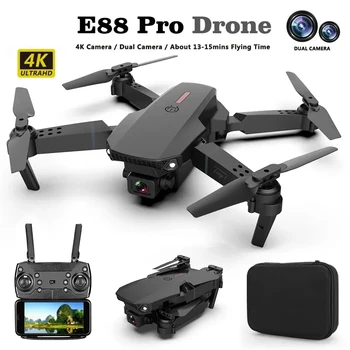 E88 Pro Drone 4k Профессиональный HD 4k Радиоуправляемый Самолет с Двойной Камерой и Широкоугольной Головкой, Квадрокоптер с Дистанционным Управлением, Игрушечный Вертолет