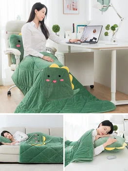 Подушка-стеганое одеяло двойного назначения, офисное толстое одеяло с ворсом, подушка 