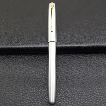 высококачественная Роскошная Авторучка Шариковая ручка Классическая Нержавеющая Сталь Новая Деловая Серебристо-золотая ручка