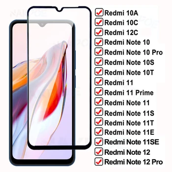 100D Закаленное Стекло Для Xiaomi Redmi 12C 10A 10C 11 Prime Защитная пленка Для экрана Note 10 12 10T 10S 11T 11S 11R 11SE 11E Pro Glas Film
