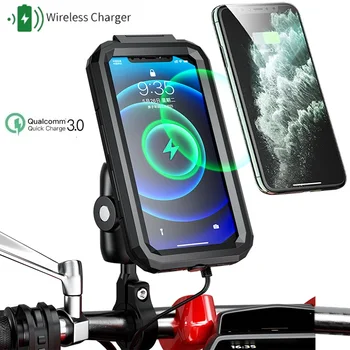 Водонепроницаемое Мотоциклетное Беспроводное зарядное устройство Крепление для телефона Qi/USB C 3.0 Держатель мобильного телефона Зарядный Руль Крепления для телефона Двойная розетка