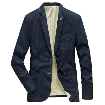 Новая Модная Джинсовая куртка, мужские костюмы, деловое пальто с воротником, Мужская Брендовая одежда, Весенне-осенний костюм, Блейзер, Мужские джинсовые куртки MY189