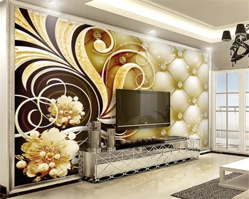 beibehang Индивидуальные эко-стерео 3d обои роскошные золотые украшения цветок классический ТВ фон papel de parede papier peint