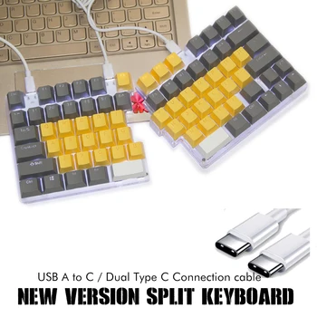 Разделенная клавиатура USB, 78 клавиш, Отдельная макроклавишная клавиатура для левой и правой рук, Двойная светодиодная эргономика Type C, Механическая программируемая клавиатура