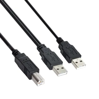 Xiwai CY 80cm Двойной USB 2.0 Штекер к стандартному кабелю B Male Y для принтера, Сканера и внешнего жесткого диска