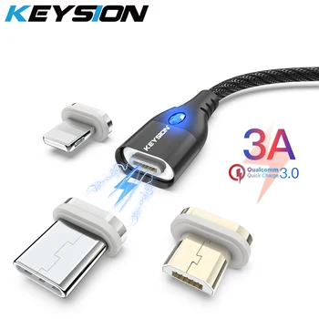 KEYSION 3A Магнитный кабель Micro USB Type C Кабель Для iPhone 1 М Быстрая Зарядка USB C Телефон Магнитное Зарядное Устройство Для Samsung Xiaomi Cabo