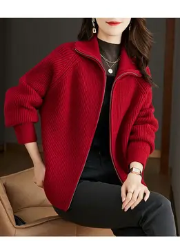 Женская куртка, Новый весенне-осенний шерстяной кардиган, Женский универсальный свитер с V-образным вырезом, пальто, Свободный вязаный топ, зимняя одежда, женский V150