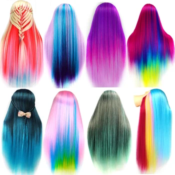 Косметологический манекен С волосами цвета радуги Для плетения кос, обучение укладке волос, Демонстрация парикмахерского салона Hairart