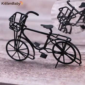 1 шт. Кукольный домик 1:12, миниатюрный велосипед, черная металлическая модель велосипеда, спортивная игрушка на открытом воздухе, детская игрушка для ролевых игр, Аксессуары для кукольного дома