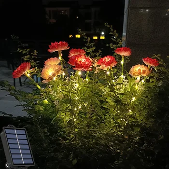 7-головные солнечные лампы для лужайки, имитирующие цветы, светильники для сада и огорода, рождественские украшения, Водонепроницаемая светодиодная лилия