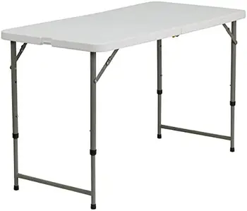 Складной столик из гранитного белого пластика с регулируемой высотой 4 фута