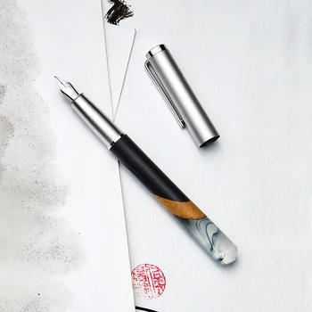 Ручка для пейзажей, авторучка национального искусства, ручка из натурального дерева и смолы, роскошная ручка для подписи