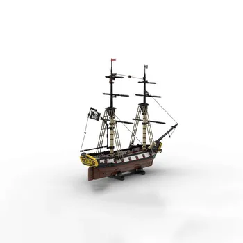 MOC Barracuda Brig - Прибрежный рейдер, строительные блоки, Пиратский корабль, собранная модель, морская серия, игрушки 