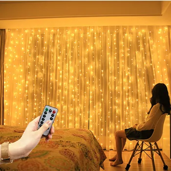 3x3 м Светодиодный Светильник для Штор на окно USB Power Fairy Lights Гирлянда с Дистанционным управлением Новогодняя Гирлянда Светодиодные Фонари Рождественское Украшение