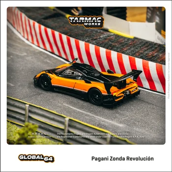 Асфальтобетонные работы 1: 64 Pagani Zonda Revolucion Arancio Saint Оранжевый, черный, Литая под давлением Модель Автомобиля