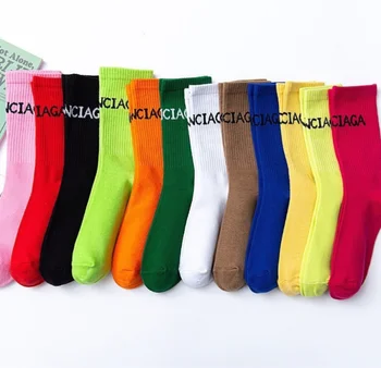 Семейные носки в тюбике Ins ярких цветов, универсальные женские гольфы 2023