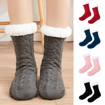 Шерстяные зимние носки, женские утепленные теплые домашние носки для пола, Тапочки, Мужские нескользящие носки-грелки для ног, Зимние носки Calcetines Mujer