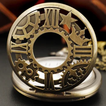 2023 Новая классическая эмблема Fairy Tale Crown Time Gear, Полые кварцевые карманные часы, Винтажное ожерелье Унисекс, подвеска, детский подарок