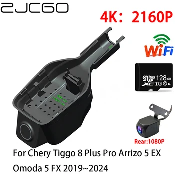 ZJCGO 4K Автомобильный Видеорегистратор Dash Cam Wifi Передняя Камера заднего Вида 2 Объектива 24h для Chery Tiggo 8 Plus Pro Arrizo 5 EX Omoda 5 FX 2019 ~ 2024
