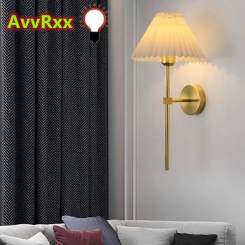 Скандинавский настенный светильник для спальни прикроватный обеденный выделка рисунок лампе плиссированные креативные настольные лампы ретро-лампы