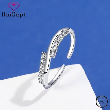 HuiSept Модные очаровательные кольца из стерлингового серебра 925 пробы, ювелирные изделия с драгоценными камнями из циркона, открытое кольцо, изысканные аксессуары для женщин, свадьба, помолвка