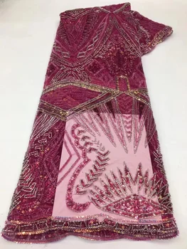 Африканская модная высококачественная кружевная ткань ручной работы из бисера, Французская свадебная ткань 2022, Роскошное качество, Тюль с вышивкой, кружевная ткань