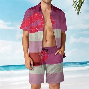 Флаг лесбиянок с губной помадой (1), Мужской пляжный костюм, Милый костюм из 2 предметов, пляжный костюм высшего качества, Размер Eur