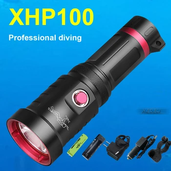 Новый профессиональный фонарик для дайвинга XHP100 High Power Led Torch 18650 Подводные лампы Водонепроницаемый IPX8 Перезаряжаемый фонарь Для дайвинга