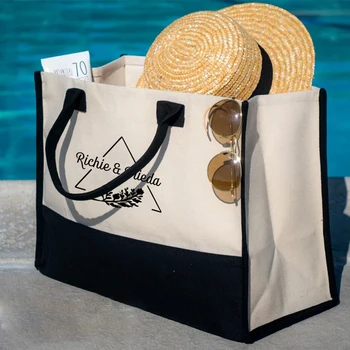 Персонализированная Женская пляжная сумка-тоут для одной Подружки Невесты, Свадебная вечеринка, Большая вместительная Дорожная портативная повседневная сумка через плечо
