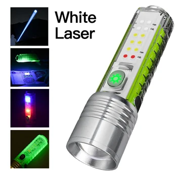 Мини-фонарик со светодиодной рабочей подсветкой Многофункциональный брелок-фонарик Портативный магнитный USB Перезаряжаемый белый лазерный фонарик