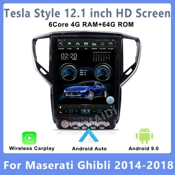 Tesla Style 12,1 “Автомобильный радиоприемник Android 9,0 мультимедийный плеер Для Maserati Ghibli 2014-2016 автомобильная GPS навигация Стерео Carplay