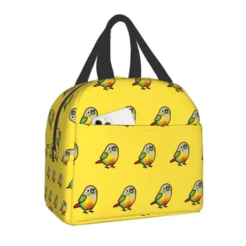 Пухлая Ананасово-зеленая Утепленная сумка для ланча, Портативный термохолодильник Parrot Bird, Ланч-бокс для женщин, детей, школы