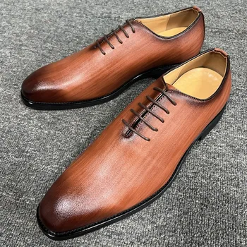 Новые коричневые мужские туфли-дерби, желтые разноцветные деловые мужские туфли на шнуровке с круглым носком, Размер 38-46, Бесплатная доставка