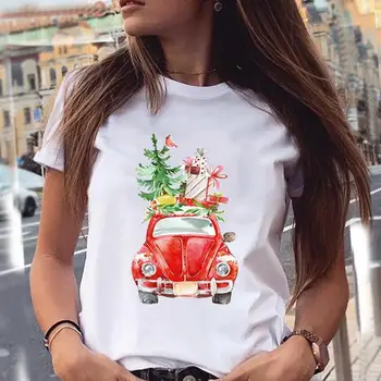 Рождественская одежда, Рождественская Женская Взрывная футболка с животными Merry Chris, Модные Повседневные футболки с круглым вырезом для девочек, Эстетическая одежда